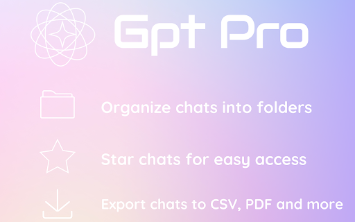 GPT Pro folders, exports and favorites  from Chrome web store to be run with OffiDocs Chromium online