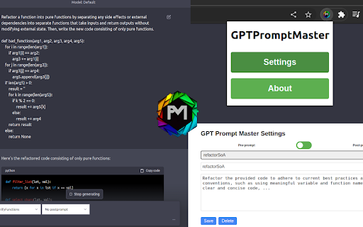GPTPromptMaster  from Chrome web store to be run with OffiDocs Chromium online