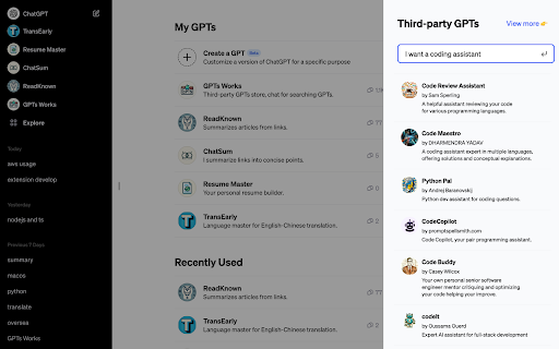 GPTs Works  from Chrome web store to be run with OffiDocs Chromium online