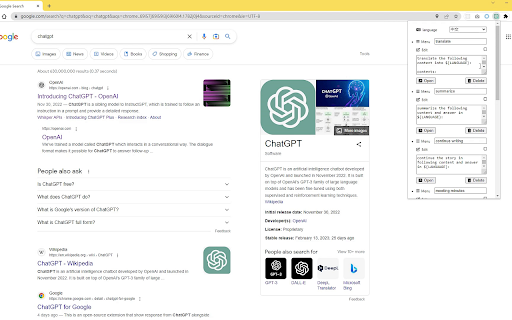 GPT toolset  from Chrome web store to be run with OffiDocs Chromium online