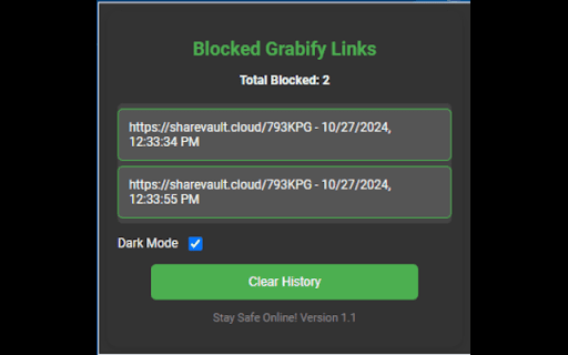 Grabify Blocker  from Chrome web store to be run with OffiDocs Chromium online
