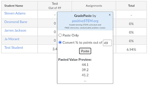 GradePaste by Positive Physics from Chrome web store to be run with OffiDocs Chromium online GradePaste by Positive Physics from Chrome web store to be run with OffiDocs Chromium online