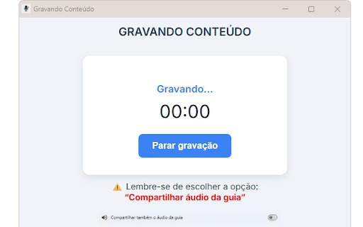 Gravador de Reuniões  from Chrome web store to be run with OffiDocs Chromium online