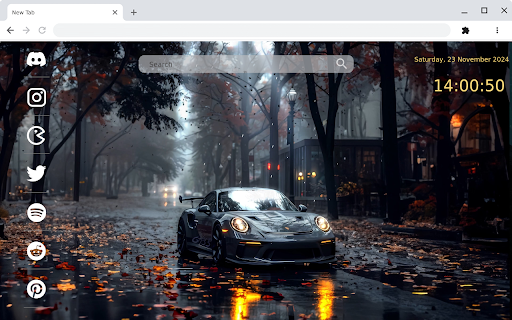 Gray Porsche on Autumn Streets Live Wallpaper  from Chrome web store to be run with OffiDocs Chromium online