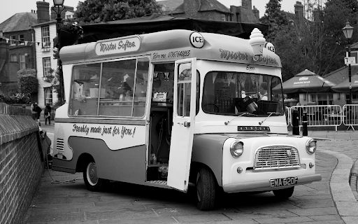 Grayscale Photo of an Ice Cream Truck  from Chrome web store to be run with OffiDocs Chromium online