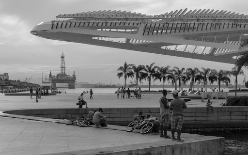 Grayscale Photo of People Standing on the Park  from Chrome web store to be run with OffiDocs Chromium online