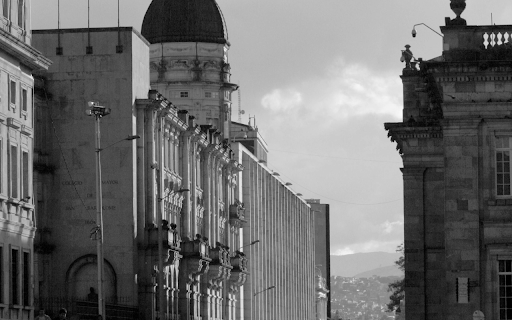 Grayscale Photo of Plaza de Bolívar, Bogota  from Chrome web store to be run with OffiDocs Chromium online