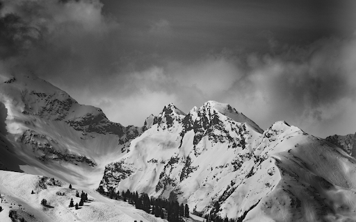 Grayscale Photo of Snow Capped Mountain  from Chrome web store to be run with OffiDocs Chromium online
