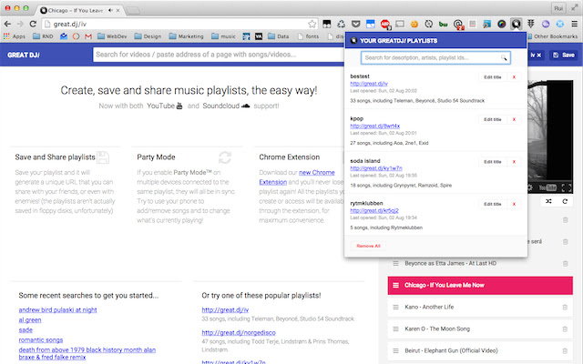 GreatDJ  from Chrome web store to be run with OffiDocs Chromium online
