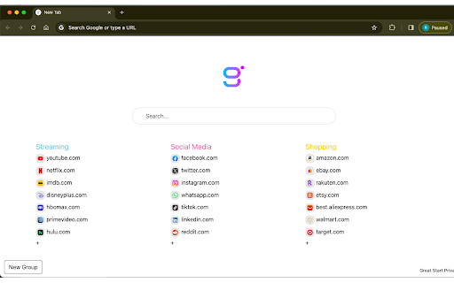 Great Start Homepage  from Chrome web store to be run with OffiDocs Chromium online