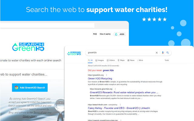 GreenH2O Search  from Chrome web store to be run with OffiDocs Chromium online