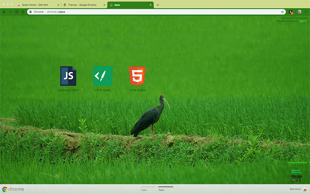 GreenTheme  from Chrome web store to be run with OffiDocs Chromium online