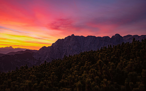 Green Trees Near Mountain during Sunset  from Chrome web store to be run with OffiDocs Chromium online