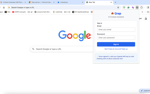 Grep AI Context Assistant  from Chrome web store to be run with OffiDocs Chromium online