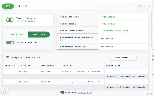 GreytHR Time Calculator  from Chrome web store to be run with OffiDocs Chromium online