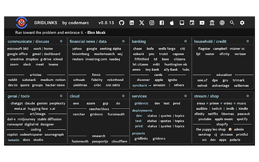 Gridlinks  from Chrome web store to be run with OffiDocs Chromium online