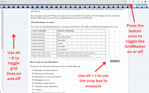 GridMaster with Pixel Ruler and Crop  from Chrome web store to be run with OffiDocs Chromium online