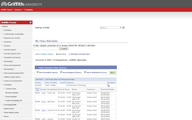 Griffith Class Schedule Exporter  from Chrome web store to be run with OffiDocs Chromium online