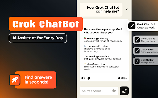 Grok Chatbot  from Chrome web store to be run with OffiDocs Chromium online