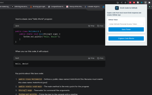 Grok Code to GitHub  from Chrome web store to be run with OffiDocs Chromium online