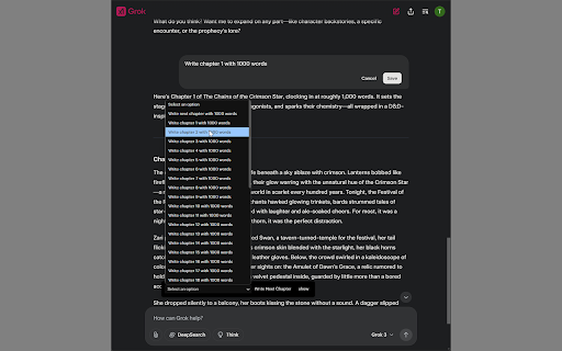 Grok Quick Prompt  from Chrome web store to be run with OffiDocs Chromium online