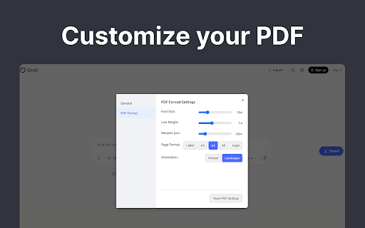Grok to PDF  from Chrome web store to be run with OffiDocs Chromium online