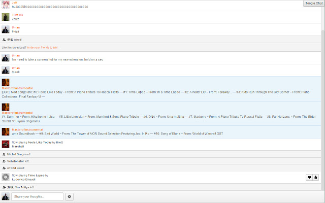 Grooveshark Chat Fullscreen  from Chrome web store to be run with OffiDocs Chromium online