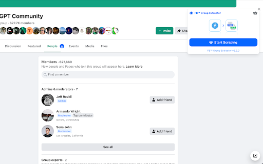 Group Extractor for FB™ | Download Facebook™ Group Members  from Chrome web store to be run with OffiDocs Chromium online