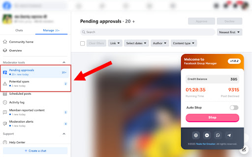 Group Manager for FB™ Automate Post Removal | ToolsForCreator.in  from Chrome web store to be run with OffiDocs Chromium online