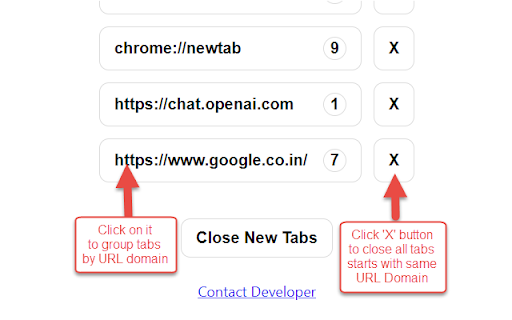 Group or Close Similar Tabs Close New Tabs  from Chrome web store to be run with OffiDocs Chromium online