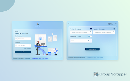 Group Scrapper  from Chrome web store to be run with OffiDocs Chromium online