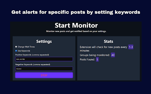 Groups Watcher  from Chrome web store to be run with OffiDocs Chromium online