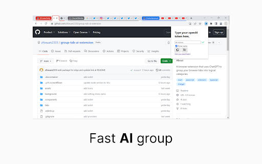 Group Tab AI extension  from Chrome web store to be run with OffiDocs Chromium online