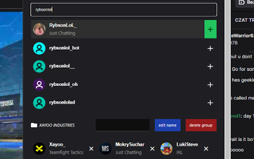 groupTwitchStreamers  from Chrome web store to be run with OffiDocs Chromium online