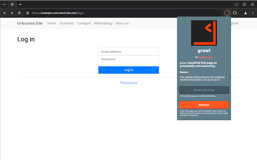 growl  from Chrome web store to be run with OffiDocs Chromium online