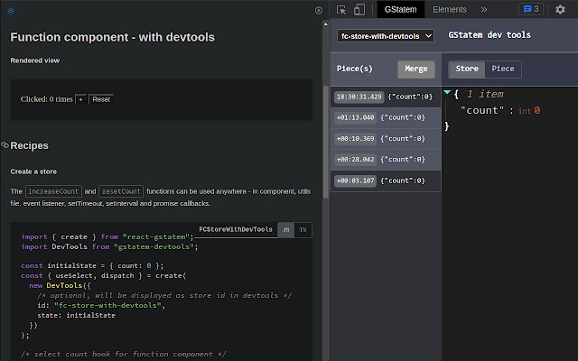 GStatem DevTools  from Chrome web store to be run with OffiDocs Chromium online