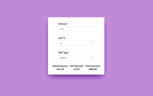 GST Calculator Free  from Chrome web store to be run with OffiDocs Chromium online