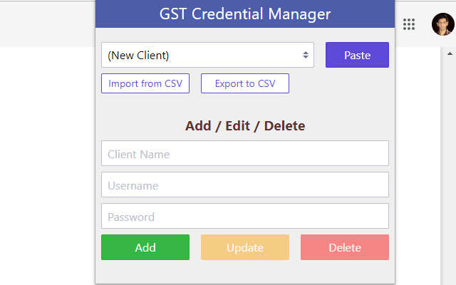 GST Credential Manager  from Chrome web store to be run with OffiDocs Chromium online