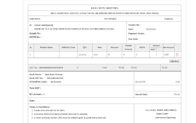 GST Invoice Builder  from Chrome web store to be run with OffiDocs Chromium online