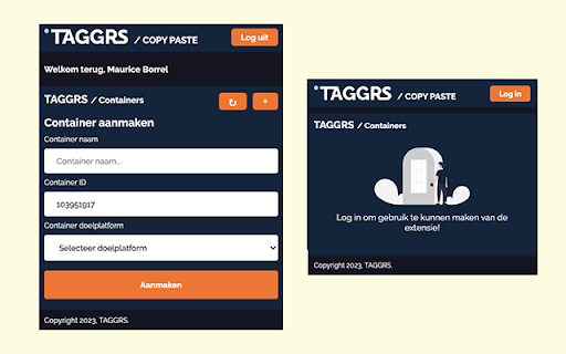 GTM Copy Paste TAGGRS  from Chrome web store to be run with OffiDocs Chromium online