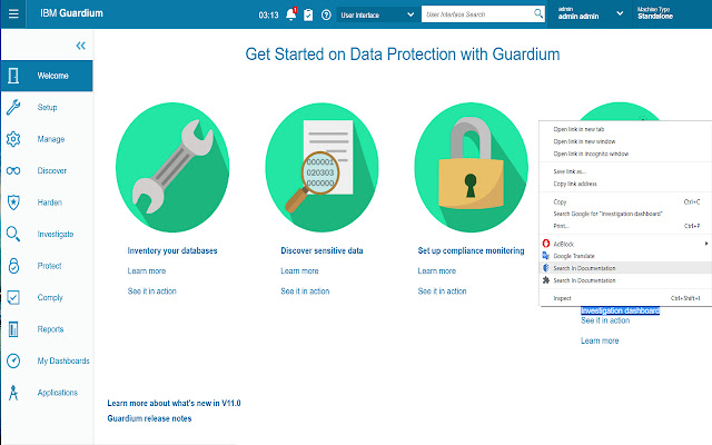 Guardium Documentation Extension  from Chrome web store to be run with OffiDocs Chromium online