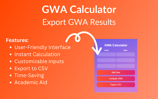 GWA Calculator: Export GWA Results  from Chrome web store to be run with OffiDocs Chromium online