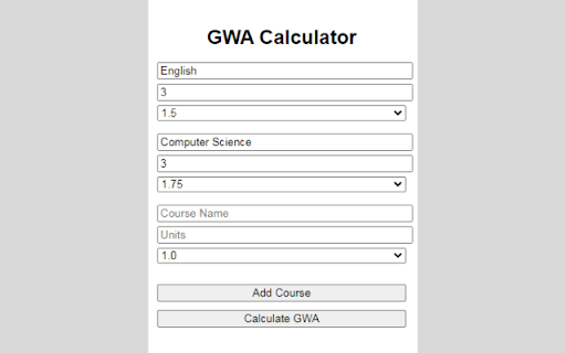 GWA Calculator Philippines  from Chrome web store to be run with OffiDocs Chromium online