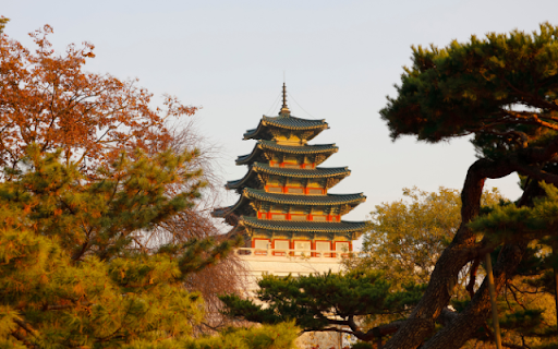 Gyeongbokgung Palace Amidst Verdant Foliage  from Chrome web store to be run with OffiDocs Chromium online