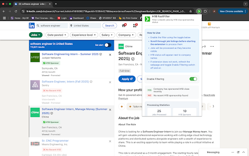 H1B FastFilter  from Chrome web store to be run with OffiDocs Chromium online