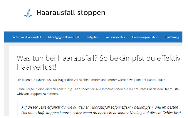 Haarausfall stoppen  from Chrome web store to be run with OffiDocs Chromium online