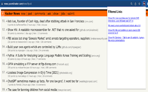 Hacker News Filter  from Chrome web store to be run with OffiDocs Chromium online
