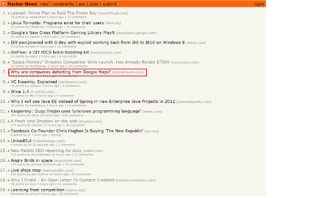 HackerNews New Tab  from Chrome web store to be run with OffiDocs Chromium online