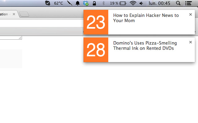 Hacker News Notification  from Chrome web store to be run with OffiDocs Chromium online