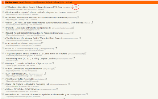 Hacker News Saved You a Click  from Chrome web store to be run with OffiDocs Chromium online